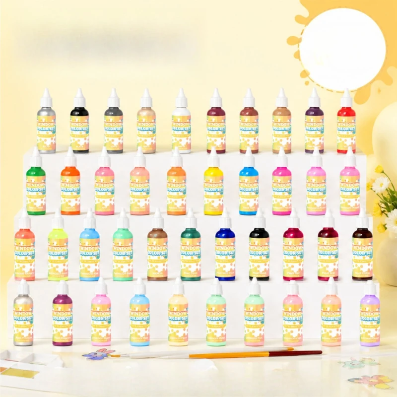 No Bake 3D Window Glue Paint DIY Transparent Window Sticker Pigment Kids Handmade Graffiti Art Craft Supplies