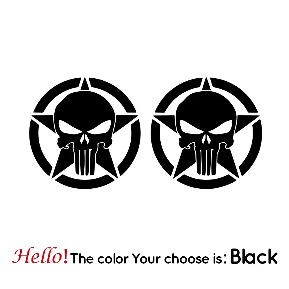 

2 шт. наклеек с изображением звезды и черепа для украшения мотоциклетного бака, клейкие наклейки для автомобиля, байкерского шлема, декоративные наклейки с изображением скелета