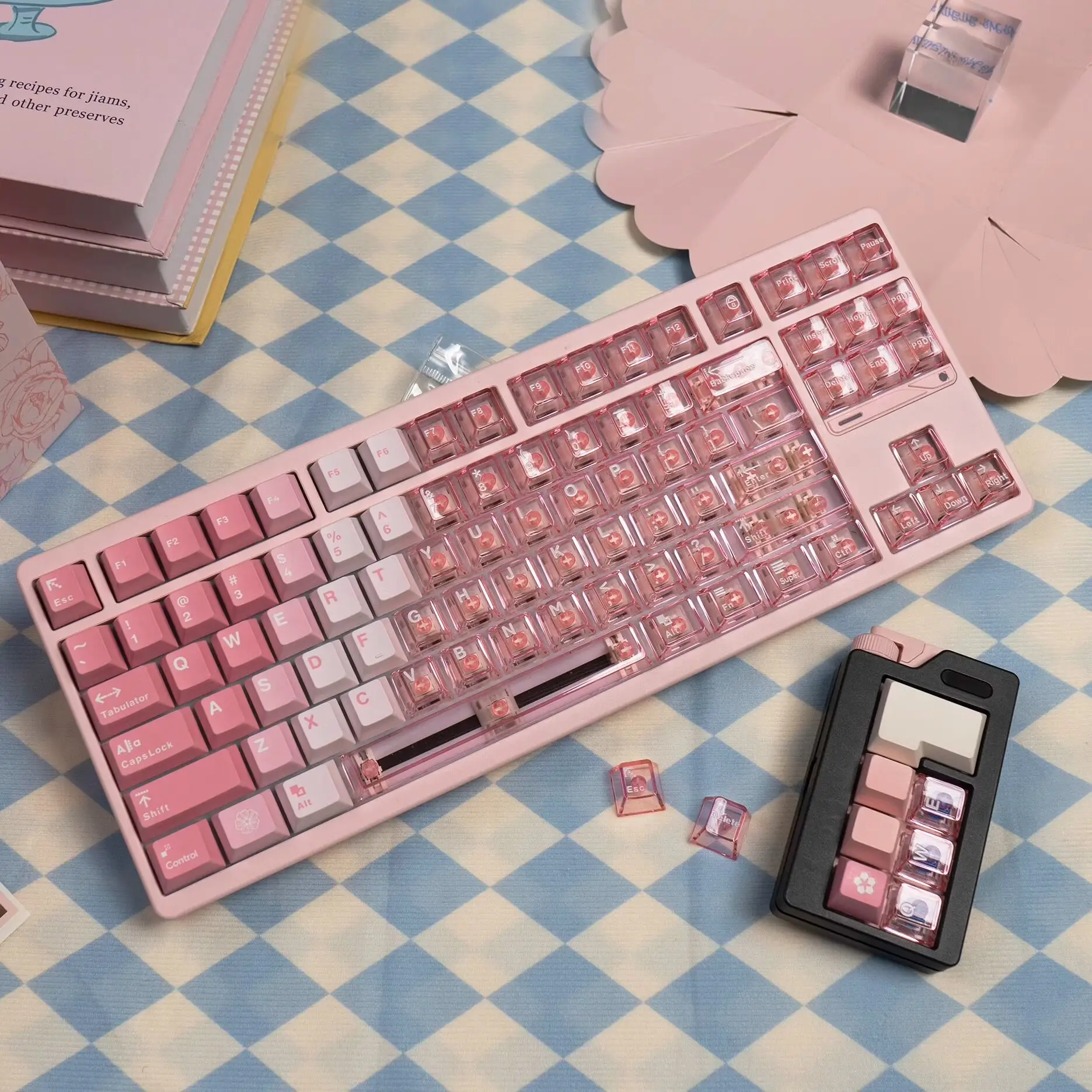 Blue powder R2 gradual change keycap PBT + PC pad printing customized original wooting mechanical keyboard