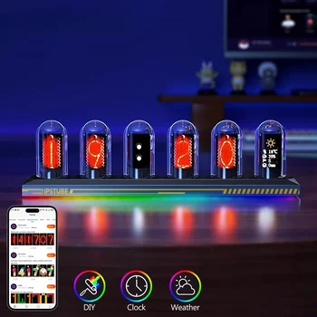 Nixie tube clock IPS Retro glowing Analog clock DIY IPS color screen digital clock RGB electronic desktop digital clock decoration