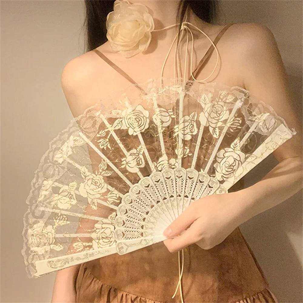 

Vintage Lace Hand Fan elegant Folding Fan for Wedding Party Dance Fan Photo Props Korean Fashion Trend Gift 도매
