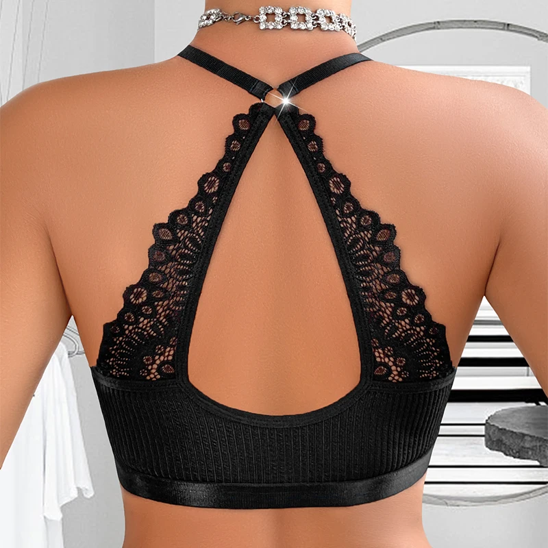 مثير حمالات الصدر مضلع عارية الذراعين حمالة الجوف خارج الصلبة النساء الملابس الداخلية تنفس بروتيل موضة جديدة أفضل بيع السيدات حمالات الصدر #1