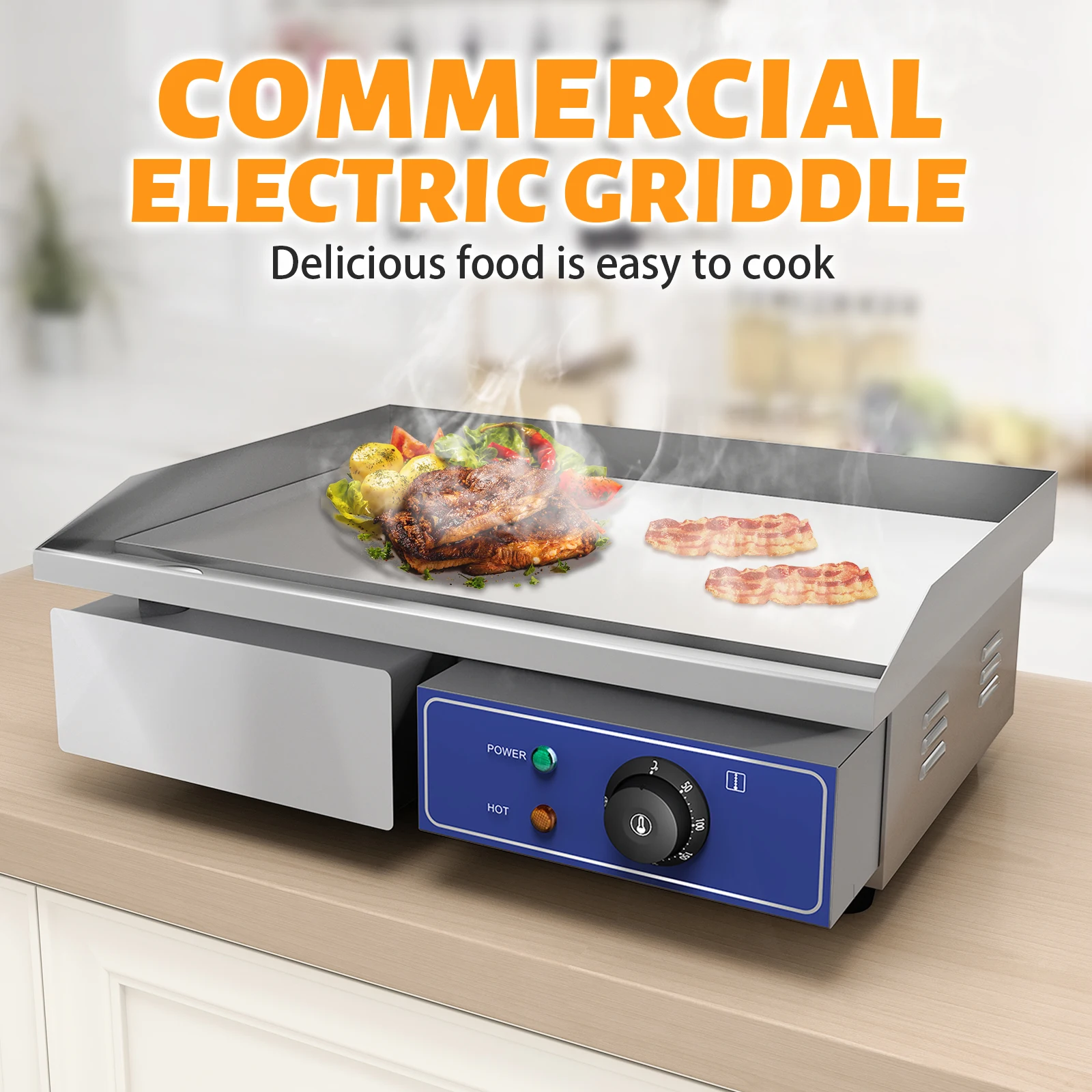 

hit productSpacial Design Even Heat and Top Quality Stainless Steel Commercial Electric Griddle Equipment Suitable Steak Eggs