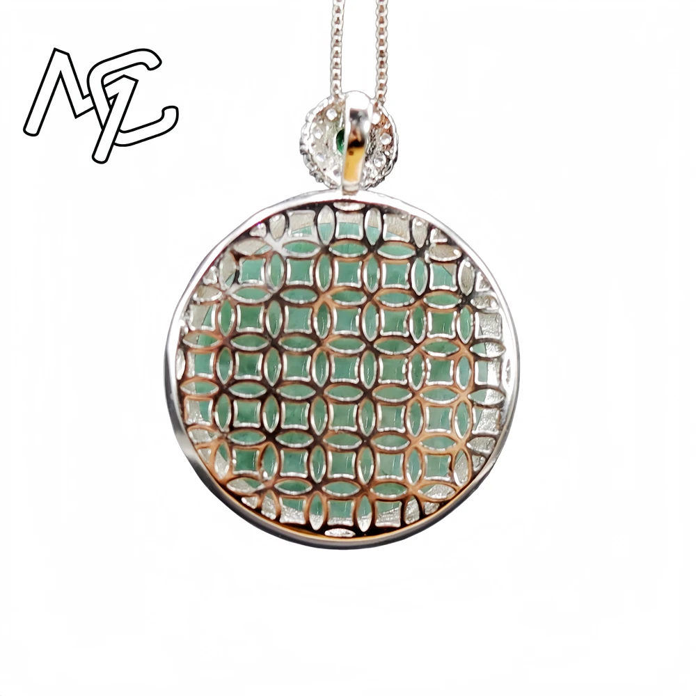 S925 Silver New Natural Real Emerald Stone-shadow Carving Phoenix Pendant Necklace Jewelry Charm Designer Luxury Gifts for Women - view 5