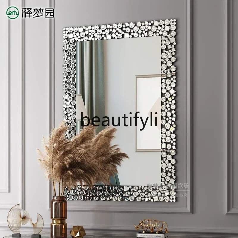 6239European Style Three-Dimensional Wall-Mounted Entrance Mirror Light Luxury Living Room Decorative Mirror Bathroom Vanity Mir