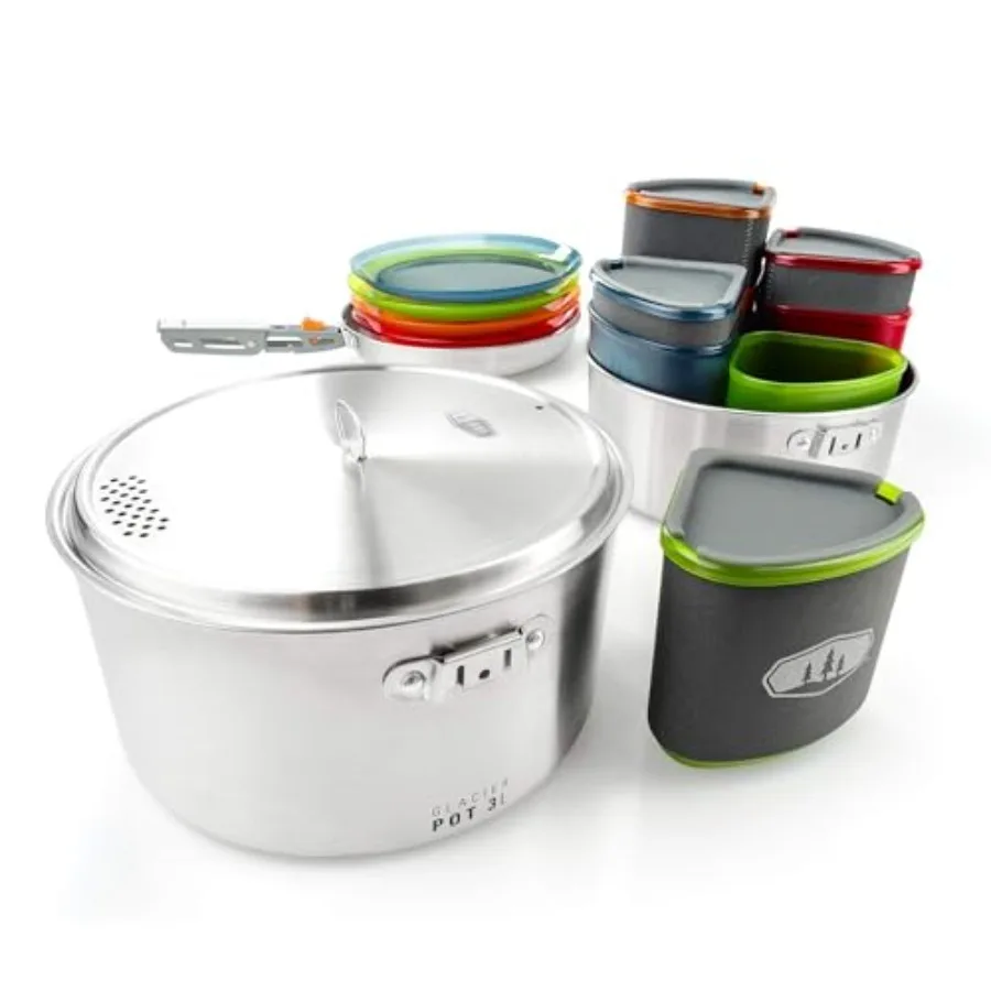 

Набор походной посуды GSI Outdoors Glacier из нержавеющей стали на 4 персоны, складной, для кемпинга или походов, серебристый