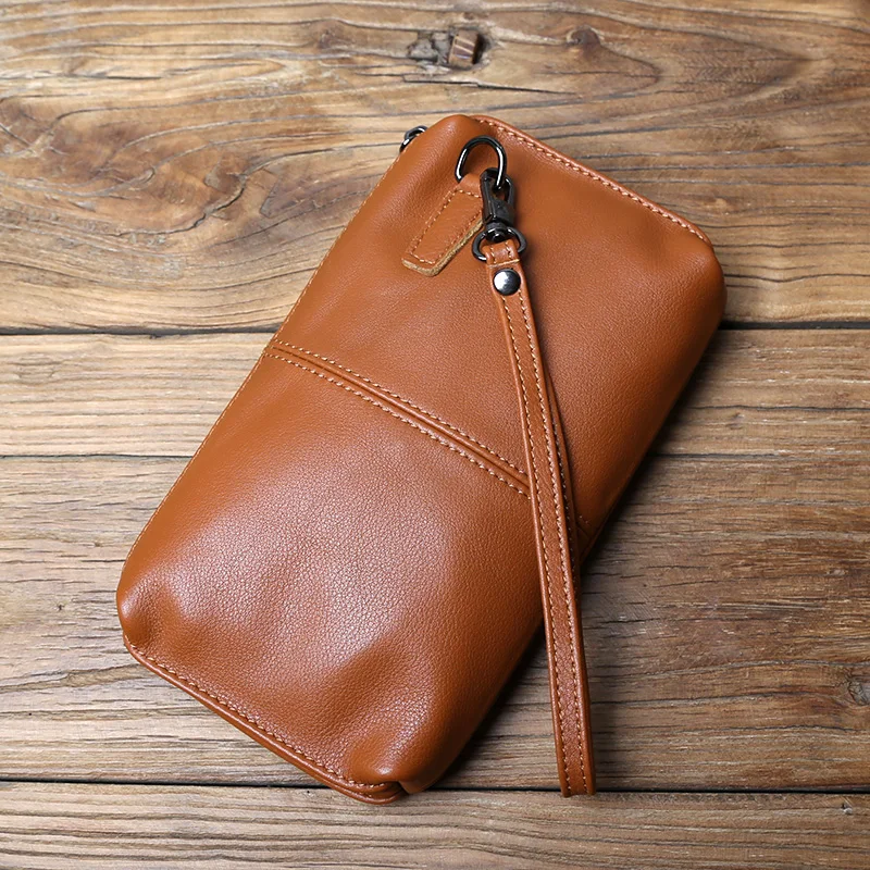 NZPJ männer Leder Lange Brieftasche Erste Schicht Rindsleder Zipper Clutch Tasche Retro Bank Karte Fall Weichem Leder Telefon Fall münze Fall – Detail 24