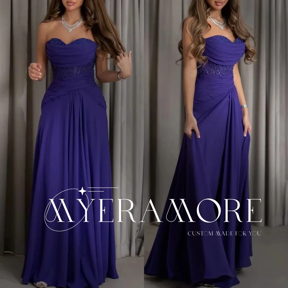 

Purple Strapless Evening Dress Women Elegant Pleated Applique Prom Dresses Long 2025 New Fashion Formal Party Gowns Customized
