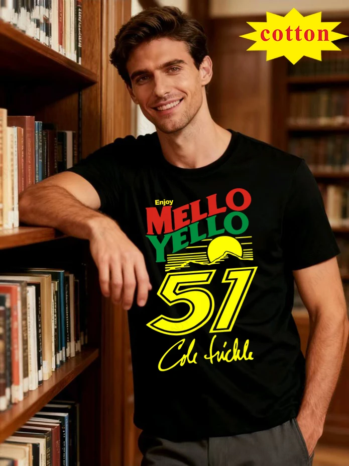 Days of Thunder Cole Trickle No. 51 Mello Yello Printed Short Sleeve American Retro Racing Cotton T-shirt