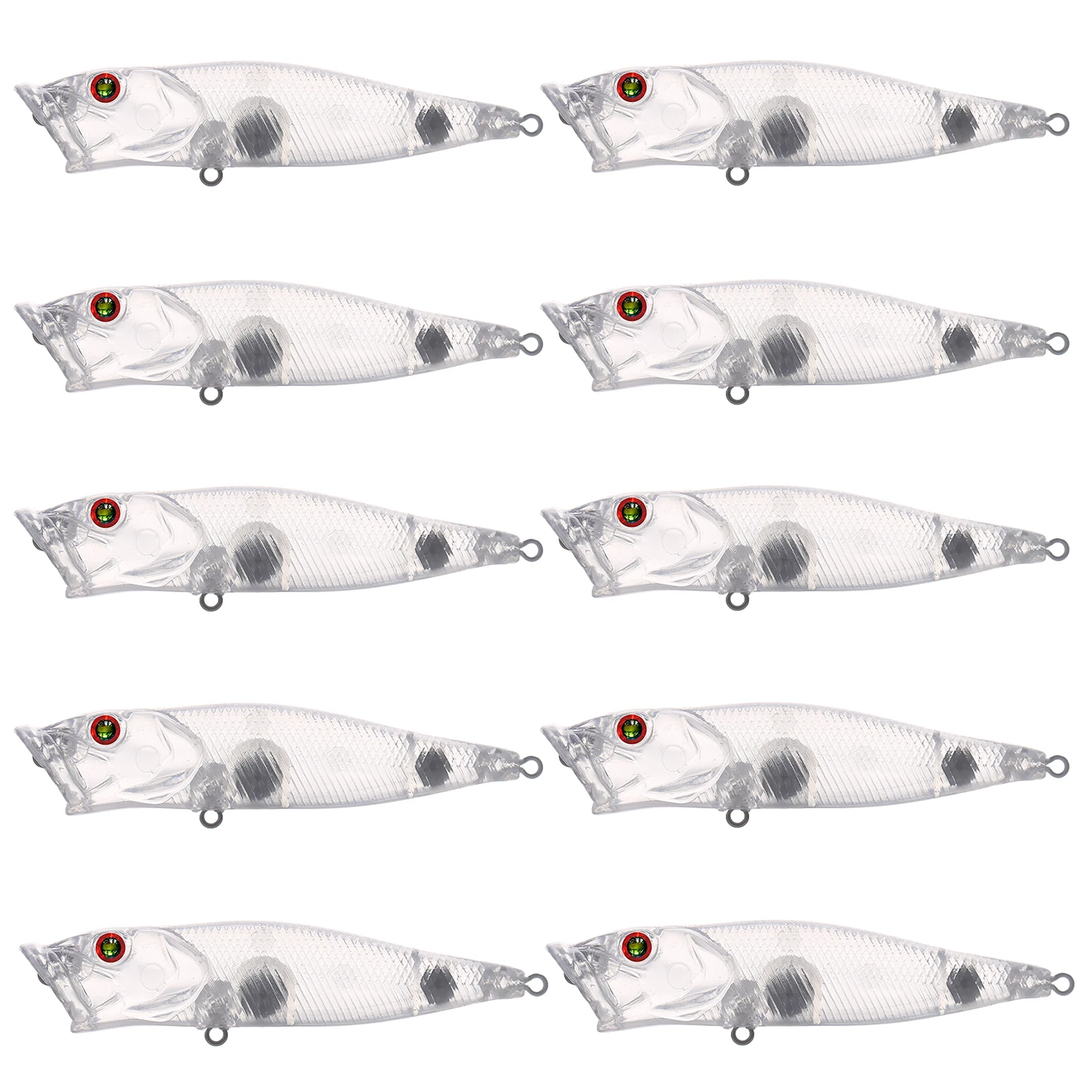 25pcs/Lot Fishing Poppers,Unpainted Lures,Blank Hard Baits,Clear Plastic 9cm 10.8g Fishbaits,Manual DIY Bait Embryo for Bass