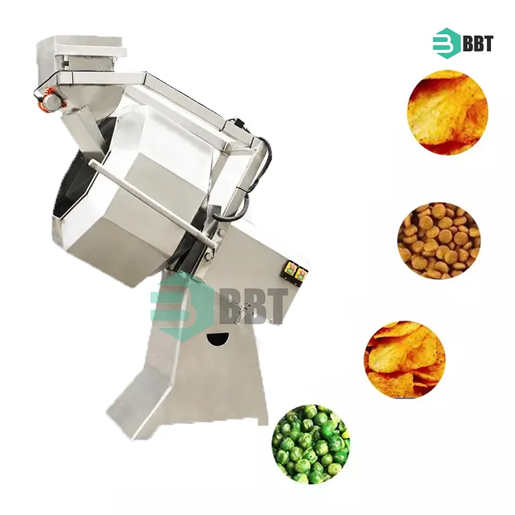 Commercial Drum Potato Chips Fried Food Snacks Spice Seasoning Mixing Octagonal Flavoring Machine