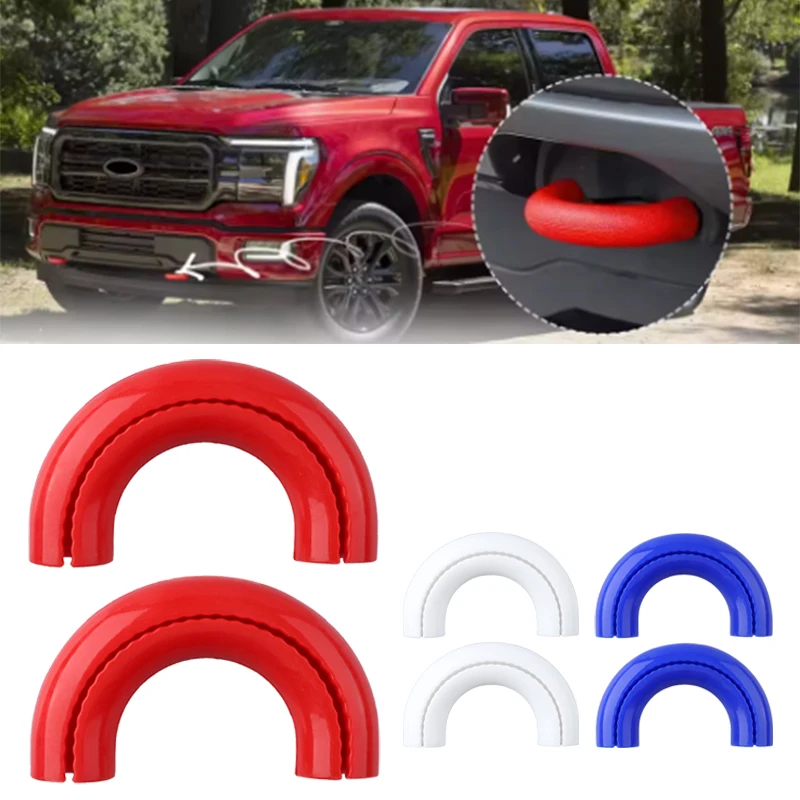 

2 Pcs Tow Hooks Covers Tow Hook Sleeve Professional Silicone Covers for Ford F150 2004-2024 Red Blue White