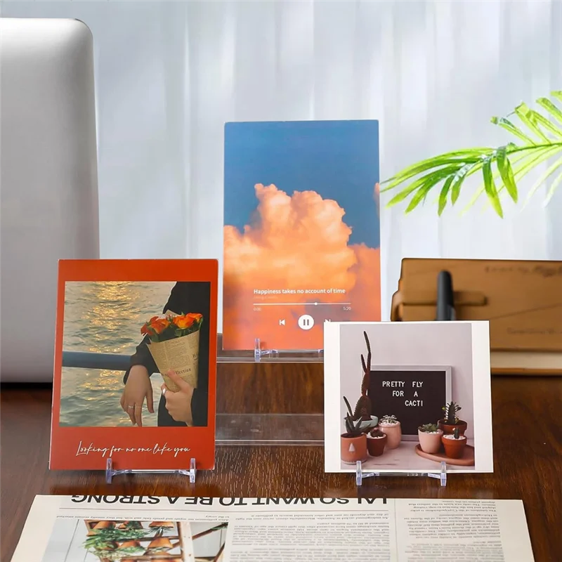 A06R 24 Pcs Clear Plastic Display Stand, Adjustable Clear Plastic Display Stands Easel Multifunctional Display Holder Durable