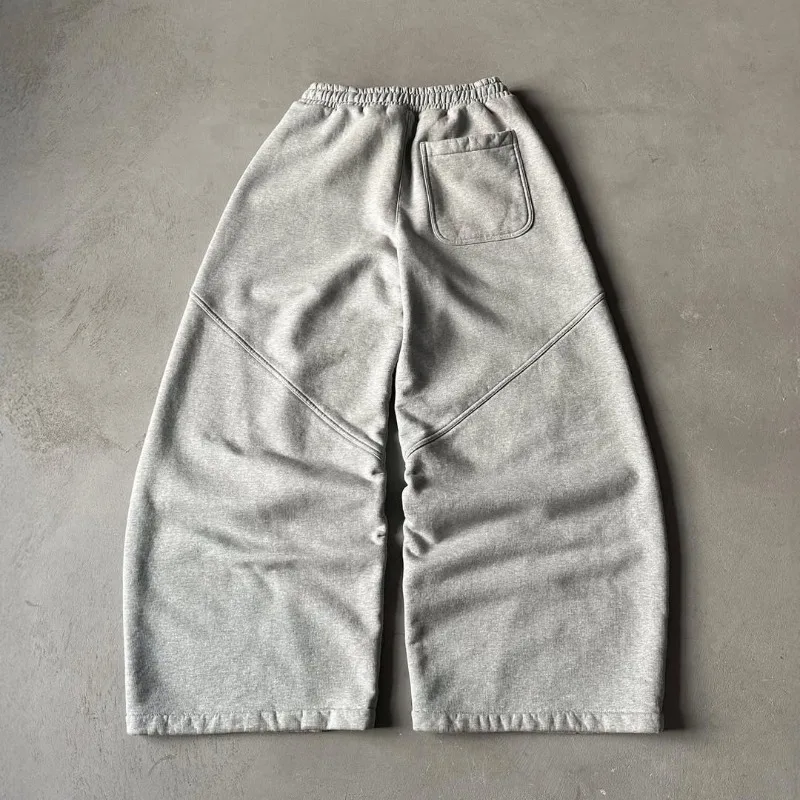 Deeptown Grey Vintage Y2k Women's Sweatpants Harajuku Oversized Wide Leg  American Style Man Pants Baggy Casual Hip Hop Trousers