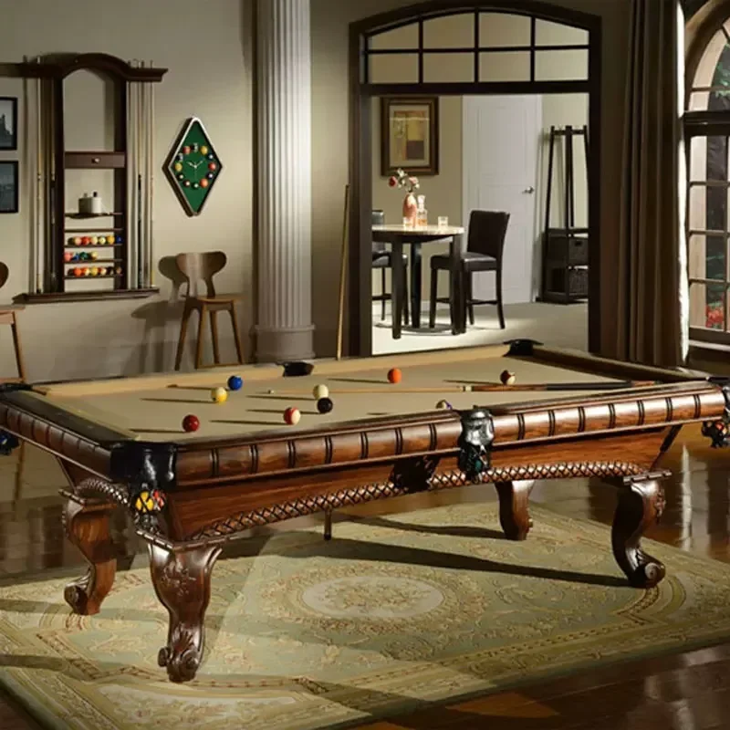 Luxury engraved pool table household adult standard pool table two-in-one