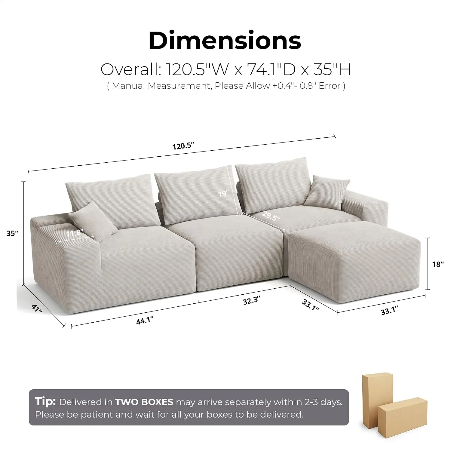 Modular Sectional Sofa Ottoman 120