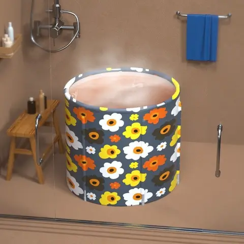 접이식 대형 목욕 스파 버킷, 원형 휴대용 욕조, 간편한 보관, 성인 및 어린이 가정용 목욕 욕조