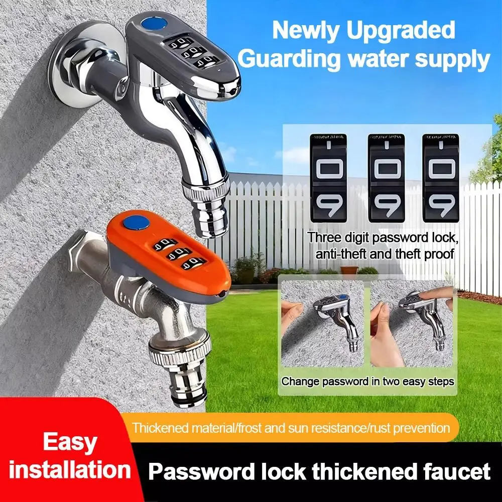 

Creative Metal Combination Lock Faucet 1/2 Inch Thread Anti-Theft Taps Password Lock Security Lock Garden Faucet Public Places