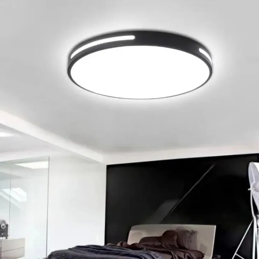 LED plafonnier moderne Simple circulaire Ultra-mince noir/blanc lumière décorative salon chambre couloir intérieur maison lumière