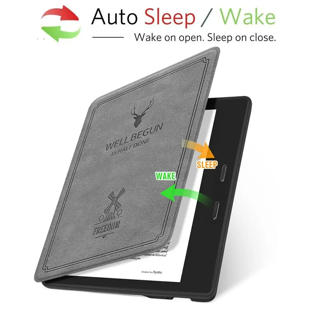9/10th Generation Smart Cover Funda Auto Sleep/Wake 7 inch eReader Folio Case PU Leather Soft for Kindle Oasis 2/3