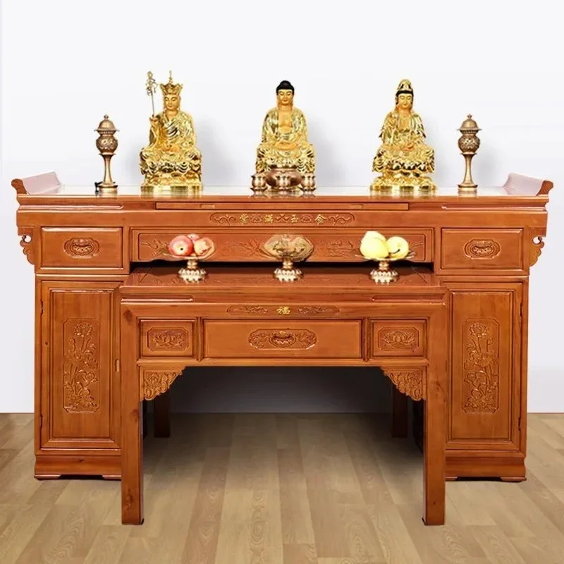 Modern simple eight immortals table solid wood Chinese Buddha table incense case family hall cabinet living room god table