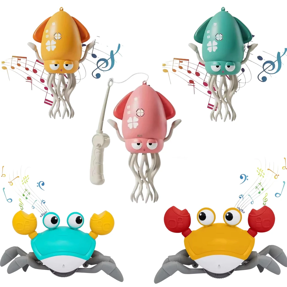 

New Induction Crab Octopus Toddlers Toy Light Music Crawling Fun Toys For Children Educational Toys Rechargeable Birthday Gifts