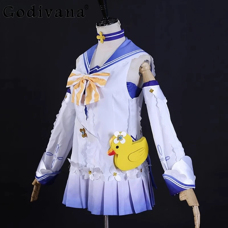 Barbara ชุดว่ายน้ําวิกผมสําหรับผู้หญิงคอสเพลย์เกมฮาโลวีน Carnival Party เครื่องแต่งกายฤดูร้อนสาวน่ารักชุด Genshin Impact ชุด