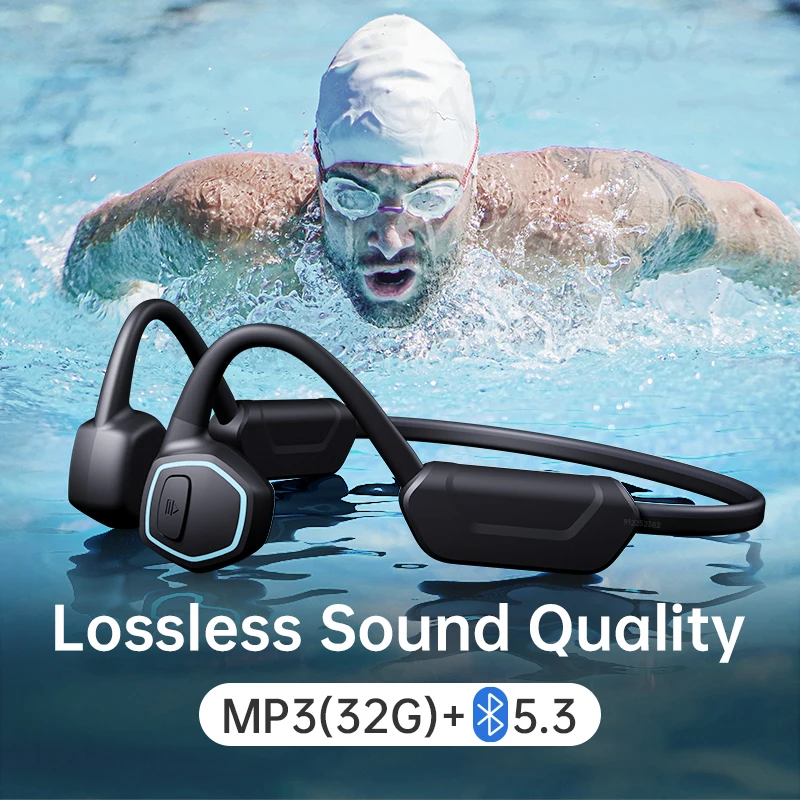 Bone conduction Bluetooth 5.3 Earphone IPX8 Swim Headphones Hifi Ear-hook Wireless 32G Earbuds Waterproof Ear Headset Earphones