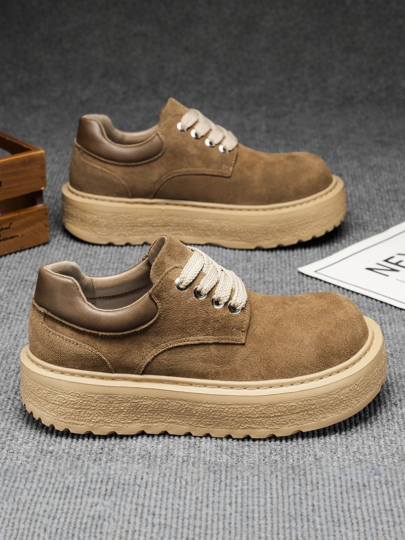 

Casual Men's Shoes Vintage Workwear Thick Bottom British Style Versatile Leisure Shoes for Men Youth Fashion Single Shoes