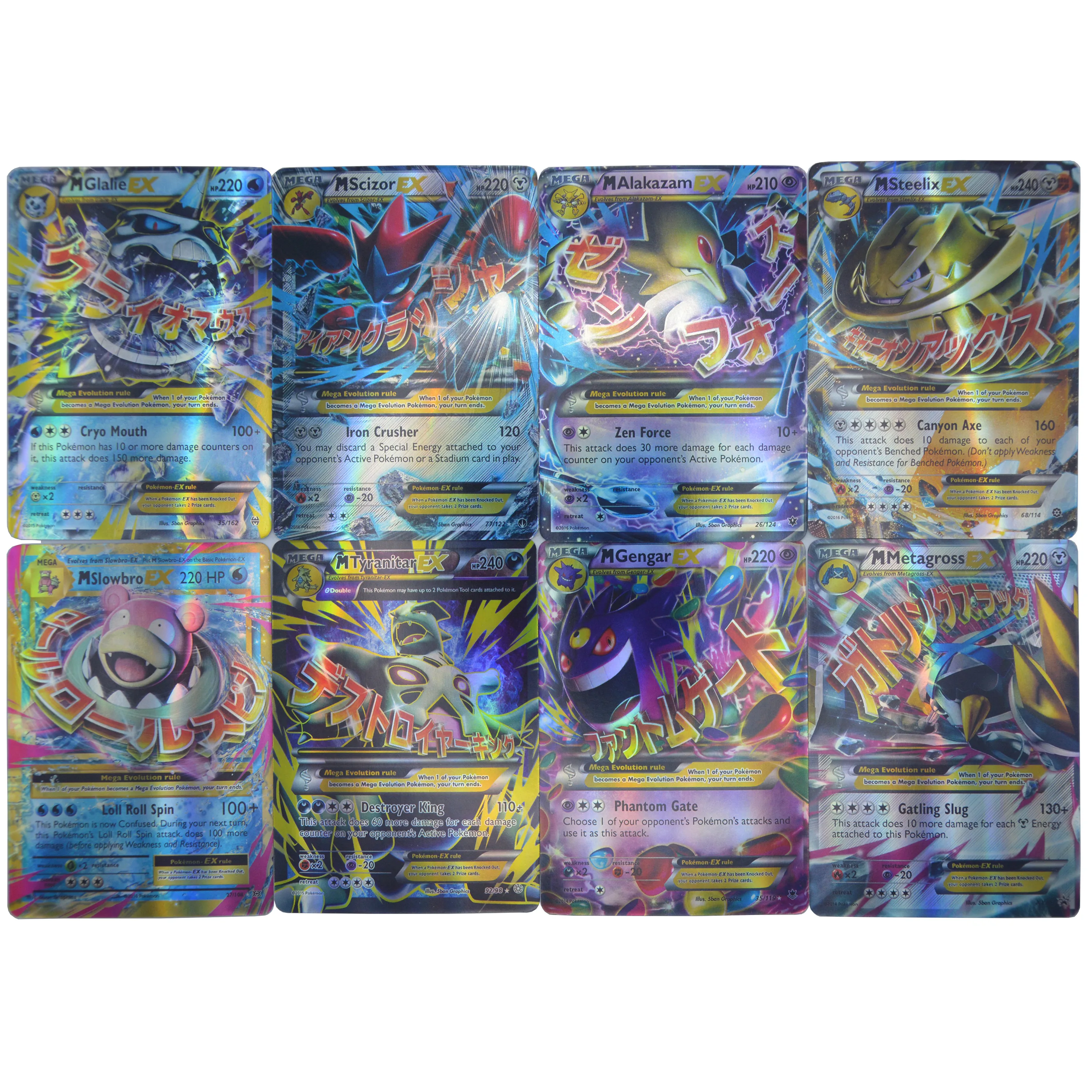 Caja de cartas de Pokémon Mega EX, 60 piezas, versión en inglés, tarjetas brillantes, colección de juegos, refuerzo, juguete para regalo para niños