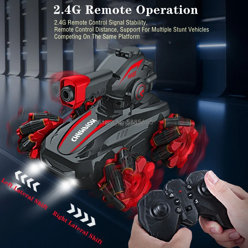 Watch Sensing Water Bull Launch Stunt Remote Control Tank 2.4G Spray 360 ° High-Speed Rotating Omnidirectional Drive RC Tank Toy