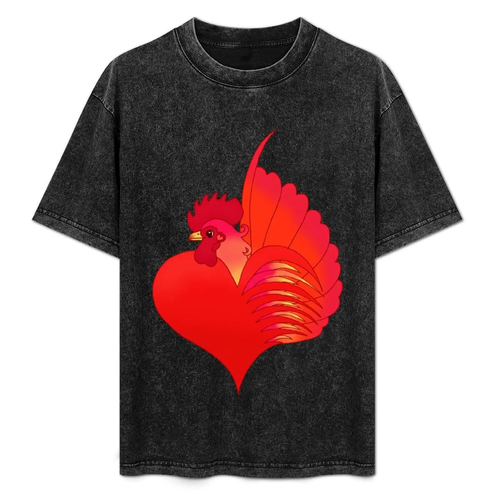 Heart Rooster T-Shirt Big and Tall Casual T-Shirt