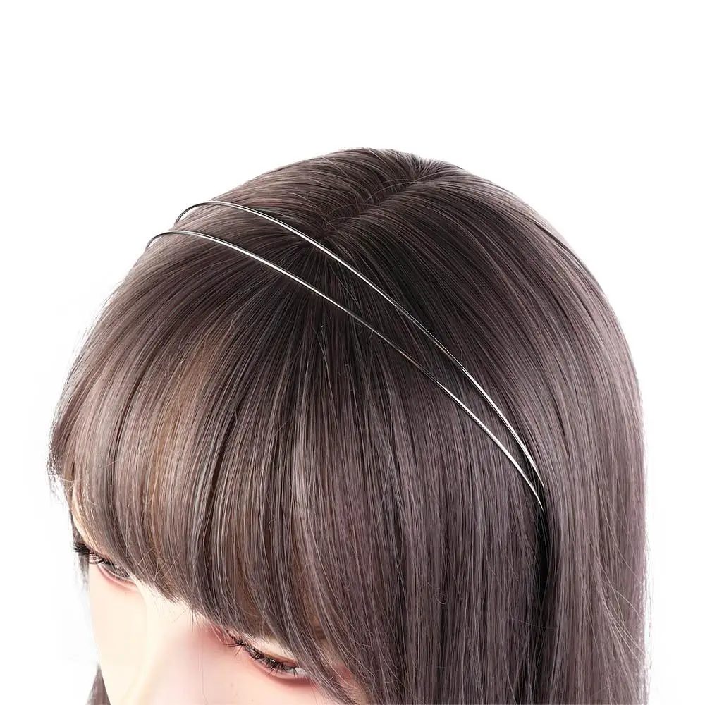 All-match Alloy Double Root Hair Bands Silver Thin Retro Gold Head Hoop Nakrycie głowy Wodoodporna metalowa obręcz do włosów dla dziewczynek