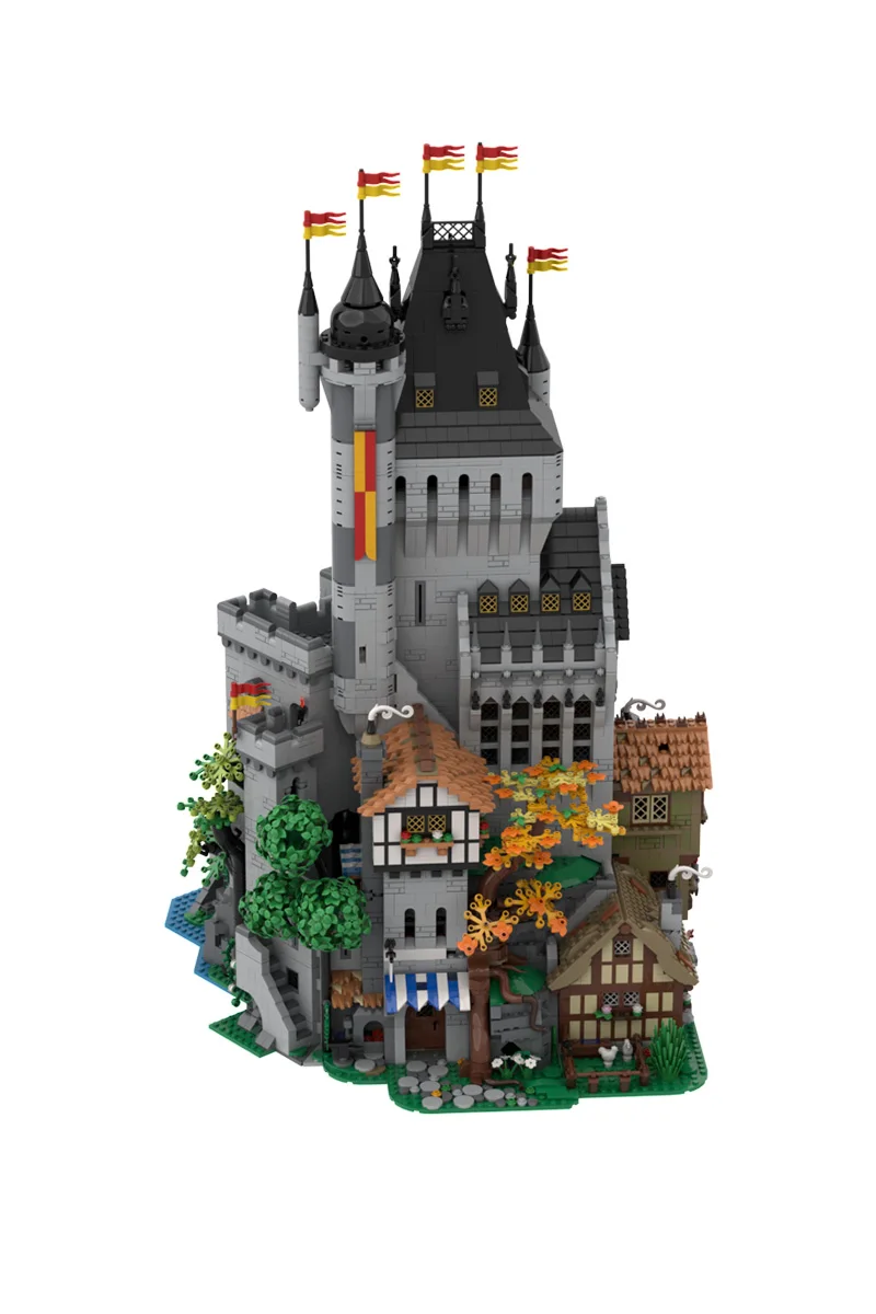 MOC Mittelalterlichen Die Lion Knights' High Tower Bausteine Modell Mittelalterliche Burg Architektur Ziegel DIY Montage Spielzeug Kinder Geschenke