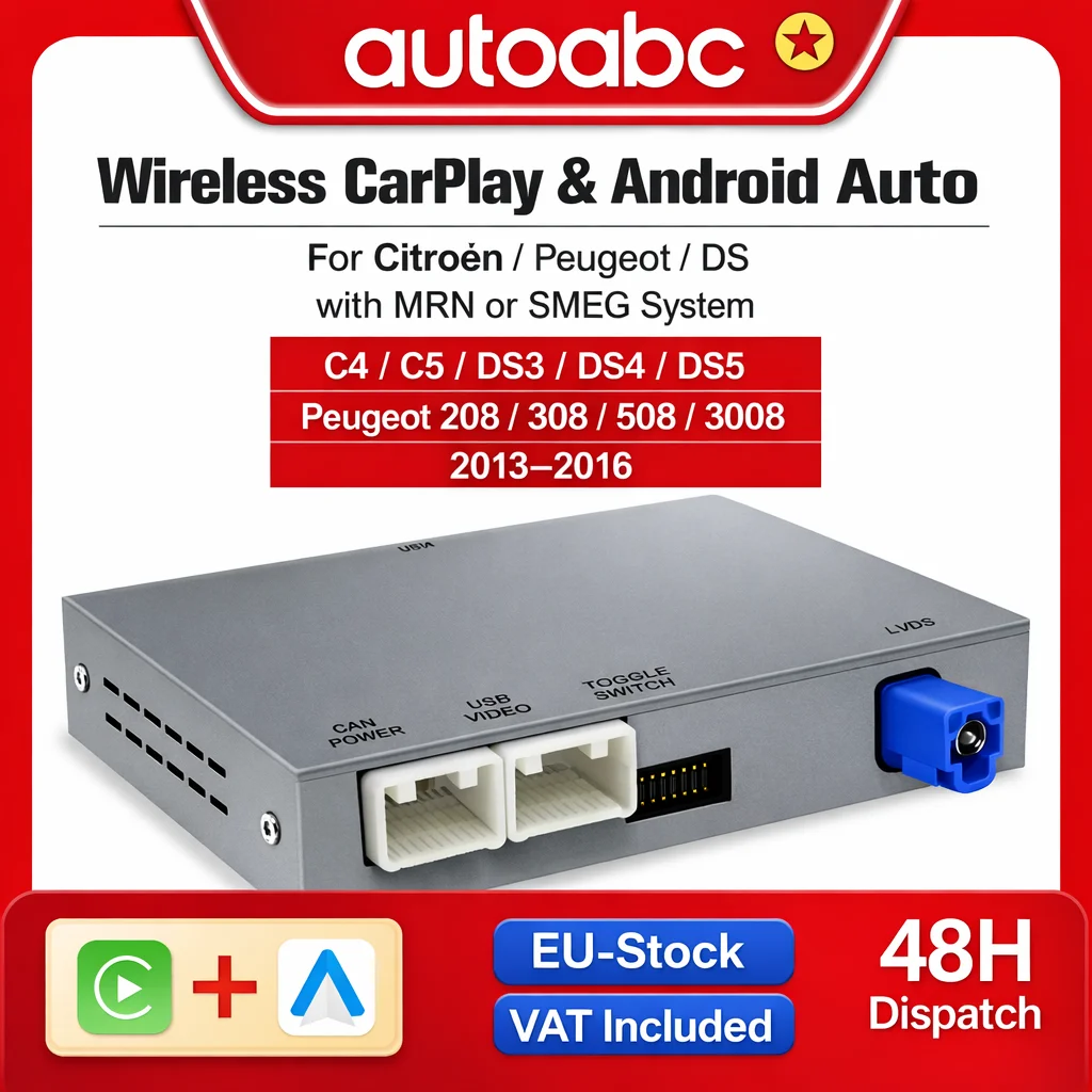 Module sans fil AUTOABC Carplay Android Auto pour Picasso Cristaux DS SMEG C4 C5 DS4 DS3 DS5 DS6 308 508 5008 3008 GPS multimédia