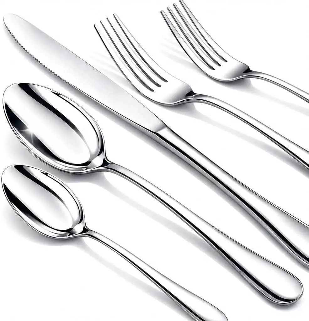 

60-Piece Stainless Steel Silverware Set for 12, Includes Forks, Knives, Spoons with Steak Knives