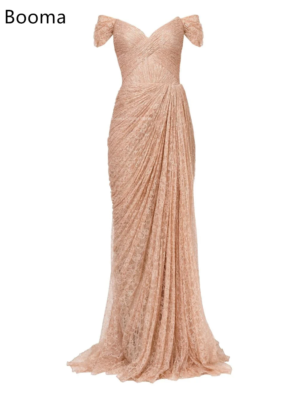 Booma a-line قبالة الكتف مطوي الدانتيل أنيقة المرأة حفلة موسيقية فساتين رسمية للنساء فستان سهرة فساتين بسيطة مخصصة 2025 #2
