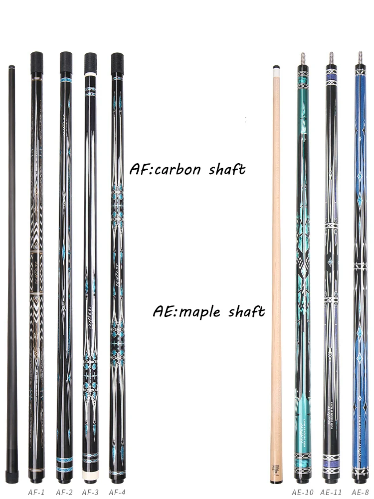 FURY-Black Eight America Nine-Ball and Billiard Cue, Carbon Fiber Maple Shaft, 1/2 Split, 12.5mm, 147cm, Big Storm