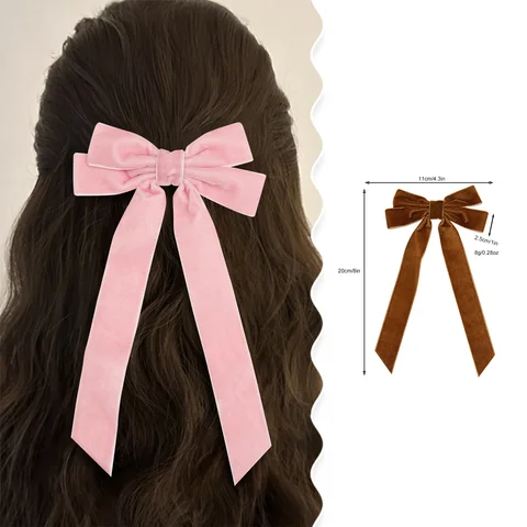 Duck Bill Clip Cheer Up Bowknot Hair Clips For Girl Solid Color Ribbon Velvet Bows Hairpins Hairgripe Boutique Hair Accessories