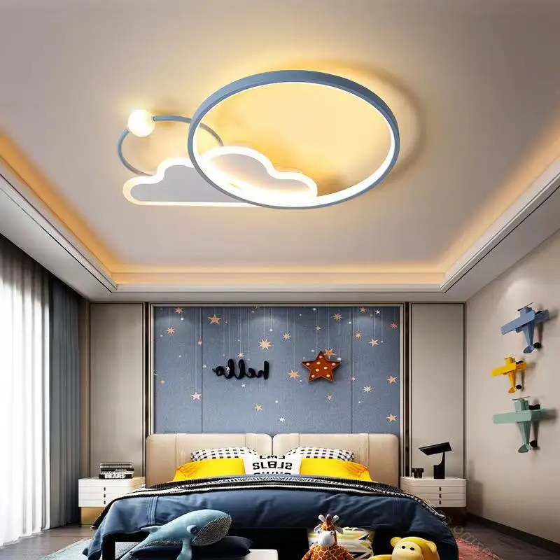 Imagem -02 - Moderno Led Luzes de Teto para Crianças Quarto Rosa Nuvem Lustre Regulável Bonito do Bebê Menino Menina Quarto Deco Lâmpada do Teto Inteligente