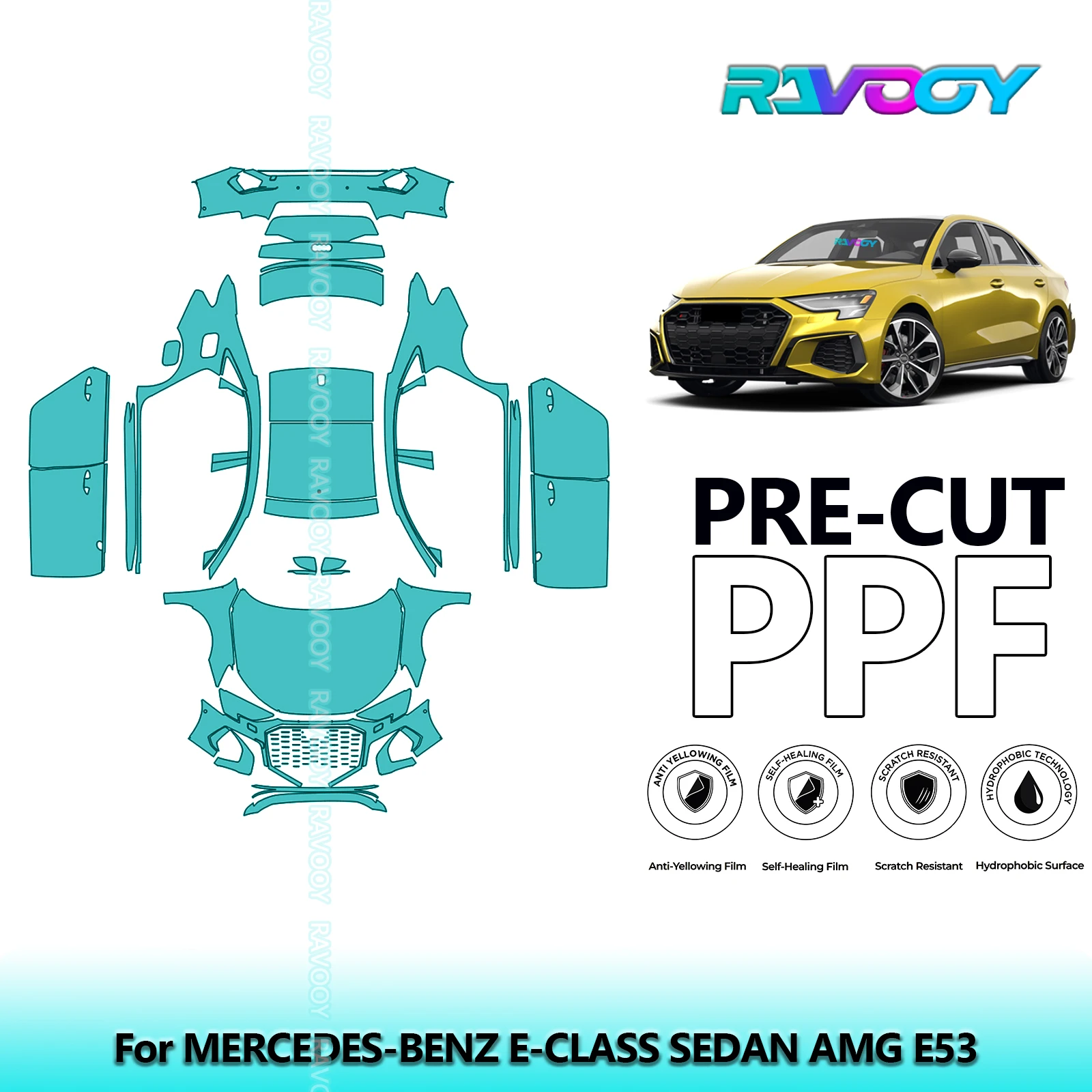 

Full Vehicle Clear Bra Precut PPF Paint Protection Film For Audi S3 sedan 2021-2023