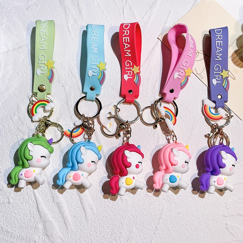 Cute Creative Personality Unicorn Pegasus Keychain Ring Pendant Men and Women Couple Key Chain Bag Pendant Drop Shipping