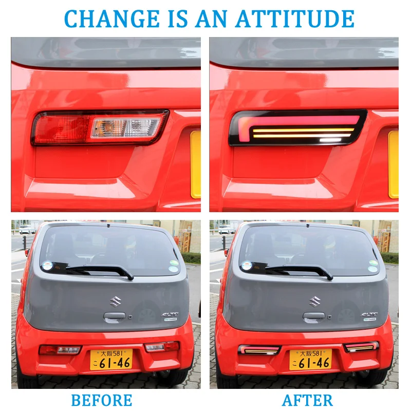 Rear Fog Lamp For Suzuki Alto 2016 - 2022 4-in-1 Functions LED Rear Bumper Light + Brake Light + Turn Signal + Reverse Light