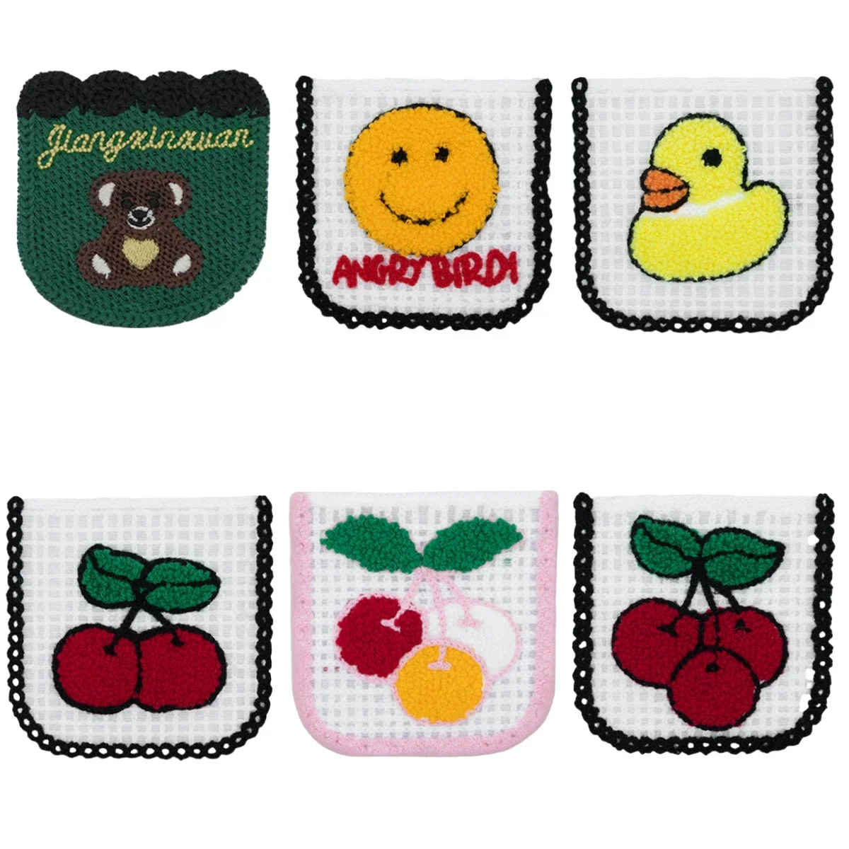 Smiling Pocket Fruit Towel Embroidered Cloth Sticker Clothes Cute Decorative Iron on Bag/hat/cloth Accessories Chenille Patch