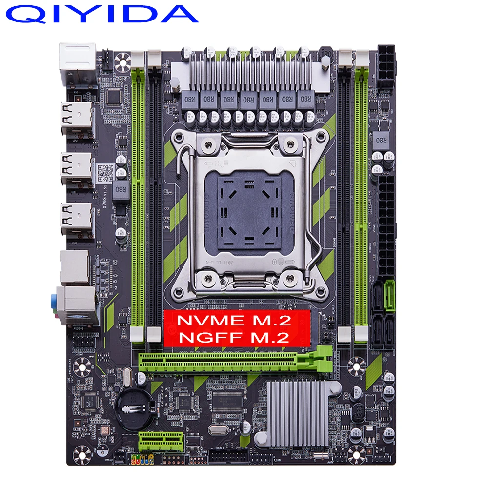 QIYIDA X79 motherboard LGA2011 DDR3 SATA3 PCI-E M.2 SSD support DDR3 PC3 memory and Xeon E5 processor