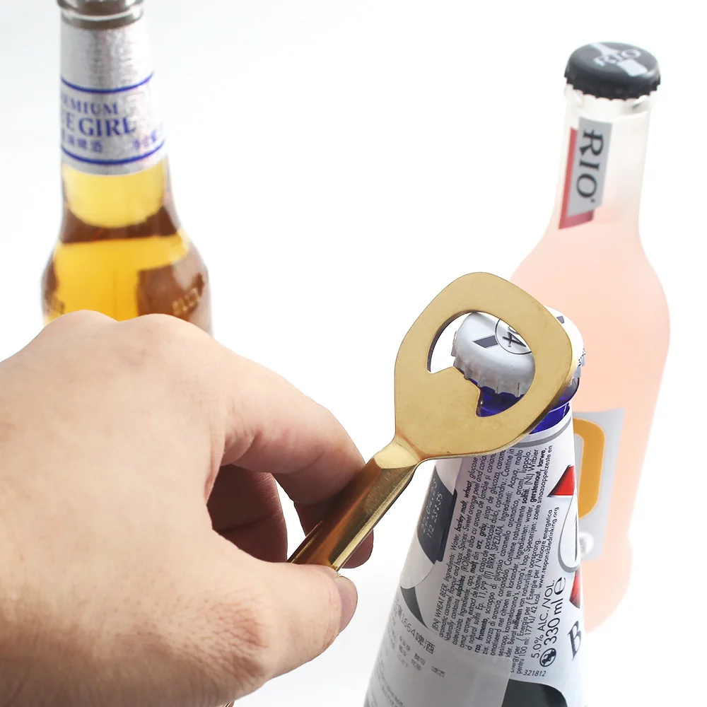100Pcs/Lot 5 Colors Stainless Steel Simple Beer Bottle Opener For wedding and Banquet Guests Kitchen Bar Tools