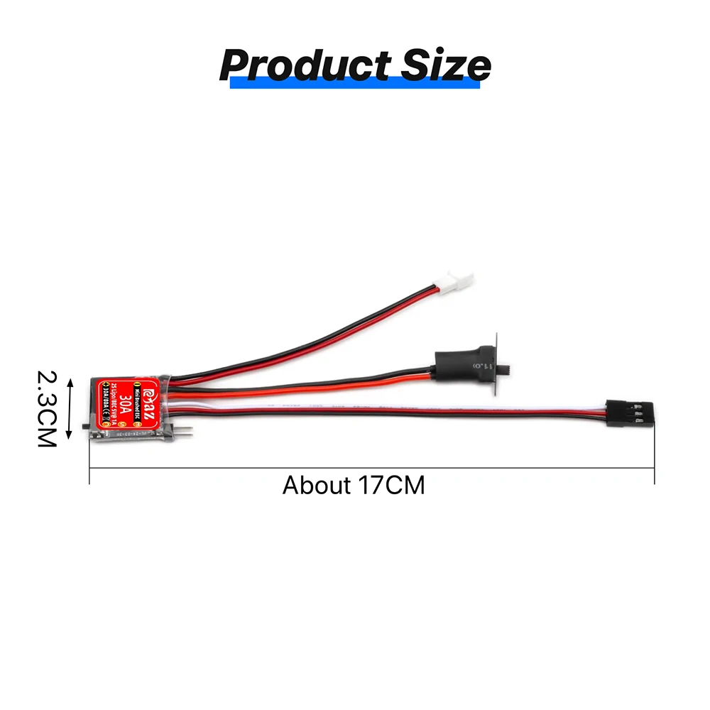 9IMOD RC Brushed ESC 30A Bidirektional mit Drag Brake Schalter MINI Geschwindigkeitsregler für 1/18 1/24 1/32 RC Auto Boot 030 050 180