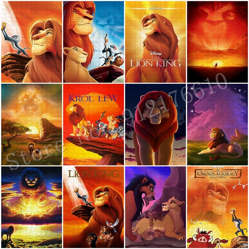 

The Lion King Disney Party Jigsaw Puzzle 1000 Pieces Paper Puzzles for Parent-Child Decompression Game DIY Creative Cartoon Gift