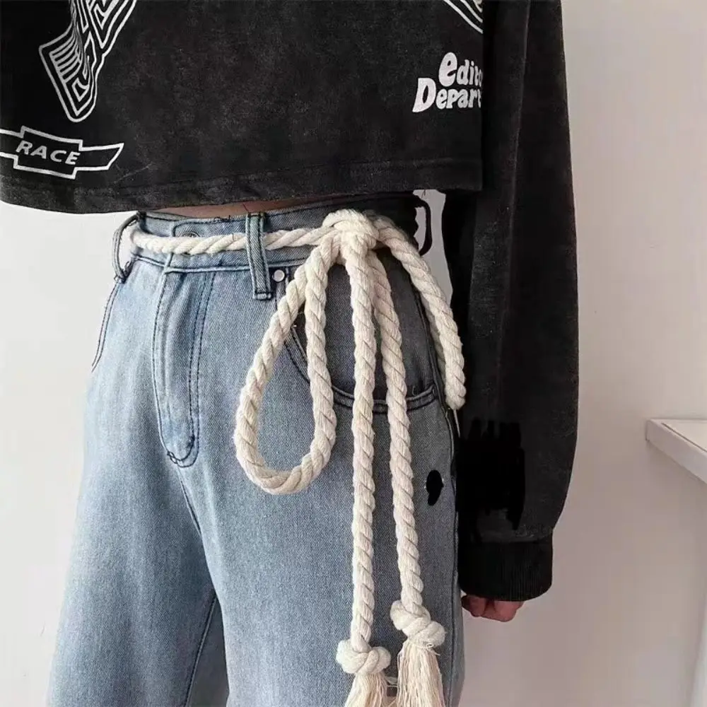 1 ST Retro Dikke Touw Riem vrouwen Ins Stijl Decoratieve Veelzijdige Jeans Riem Student Y2K mannen Taille riem