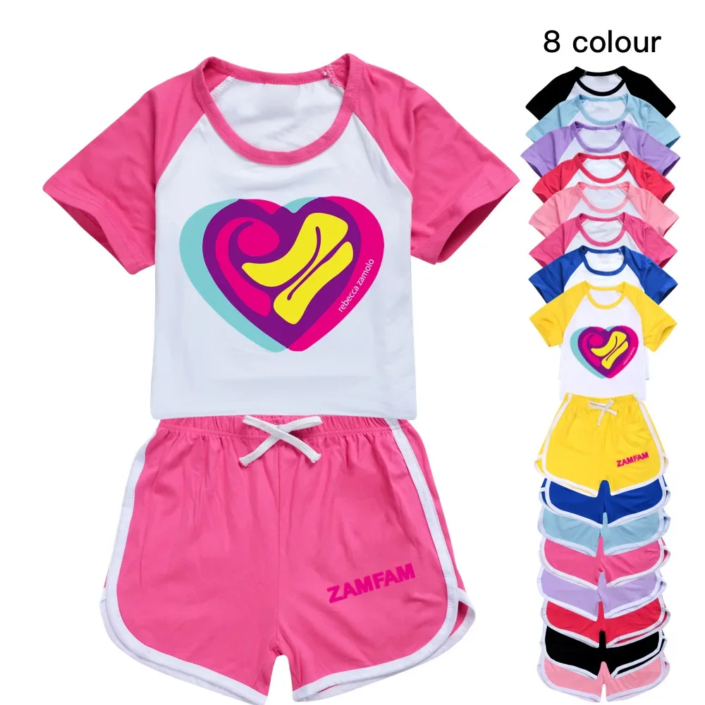 

Funny Boys Summer Clothing Sets Girl REBECCA ZAMOLO Cartoon Tops+Shorts 2pcs Suits Kids Casual Clothes Children's Pyjamas1512